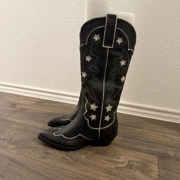 NWT Zara star leather western cowboy boots size 6.5 - Picture 2 of 5